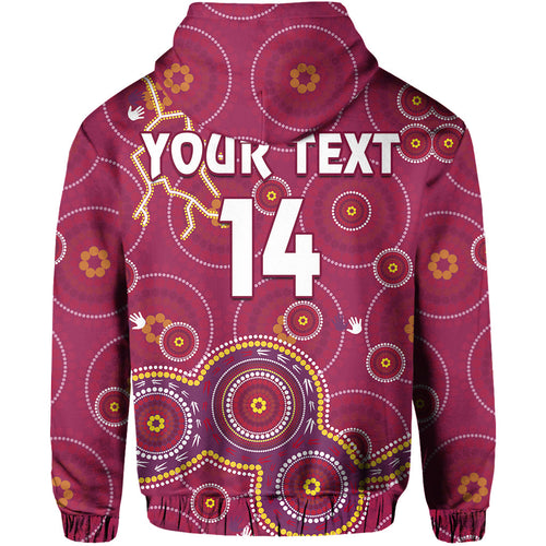 custom-text-and-number-maroons-rugby-hoodie-kangaroo-indigenous-pattern-unique-version