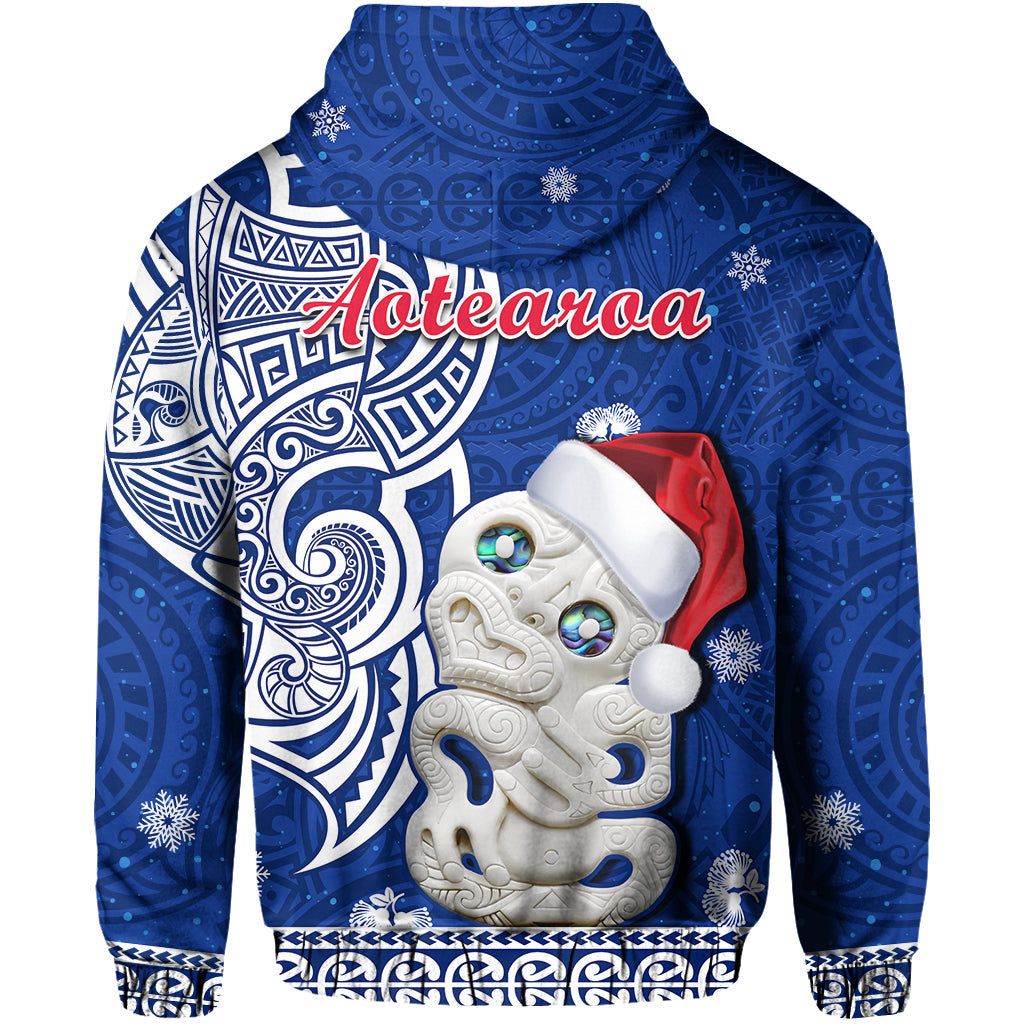 custom-personalised-new-zealand-christmas-hoodie-hei-tiki-blue-pohutukawa-meri-kirihimete