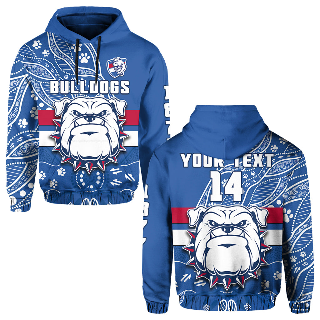 custom-text-and-number-bulldogs-football-hoodie-scraggers-1877-aboriginal-dot-painting-newest-version