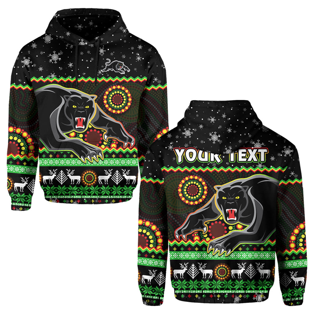 custom-personalised-panthers-christmas-hoodie-aboriginal-pattern-penrith-black-version