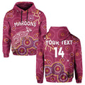 custom-text-and-number-maroons-rugby-hoodie-kangaroo-indigenous-pattern-unique-version