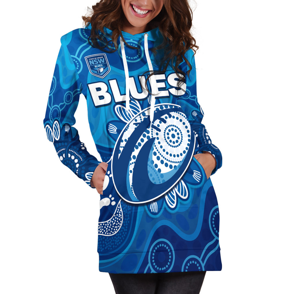 custom-text-and-number-nsw-blues-hoodie-dress-new-south-wales-aboriginal-art