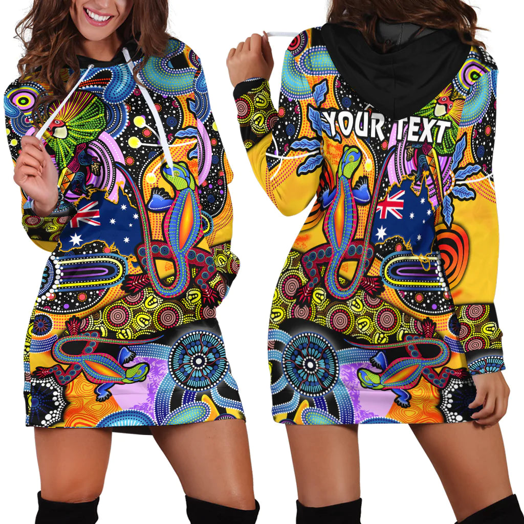 custom-personalised-australia-hoodie-dress-indigenous-animal-artsy