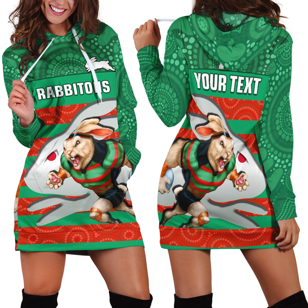 custom-text-and-number-rabbitohs-rugby-hoodie-dress-aboriginal-dot-painting-glory-glory-sporty-style