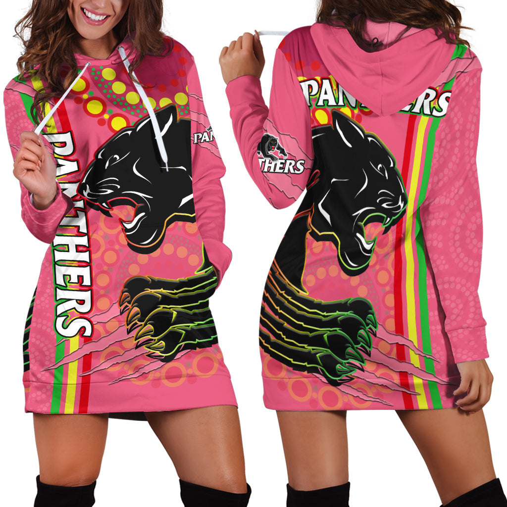 panthers-rugby-hoodie-dress-the-mountain-men-aboriginal-art-dynamic-pink-version