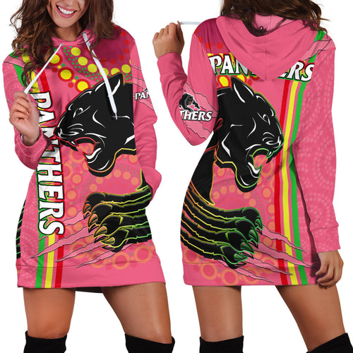 panthers-rugby-hoodie-dress-the-mountain-men-aboriginal-art-dynamic-pink-version