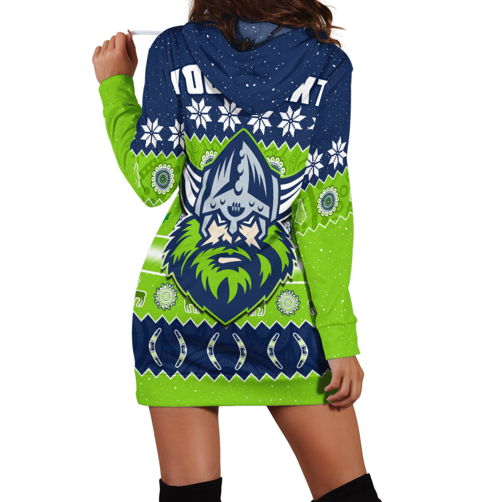 custom-personalised-raiders-christmas-hoodie-dress-the-green-machine-aboriginal-art-merry-xmas