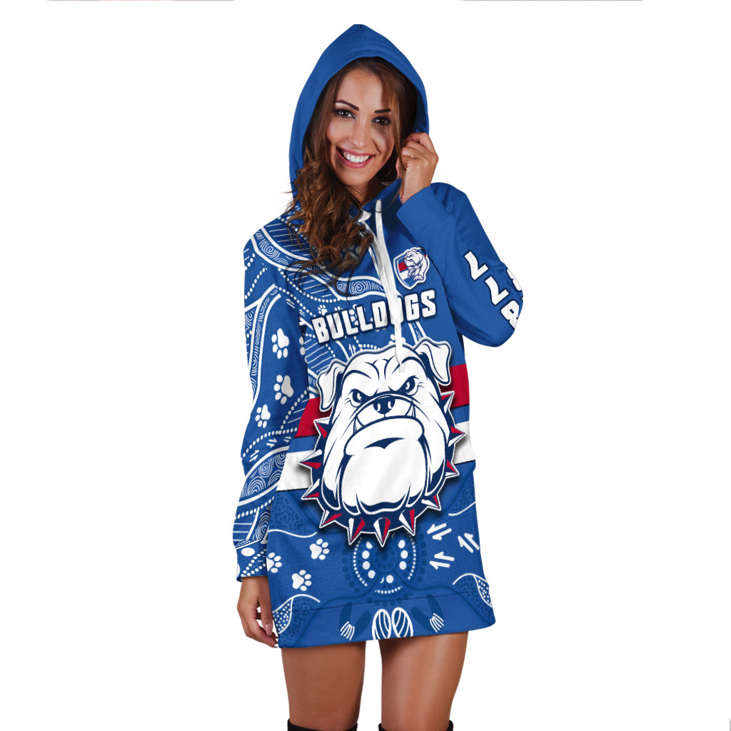 custom-personalised-bulldogs-football-hoodie-dress-scraggers-1877-aboriginal-dot-painting-newest-version