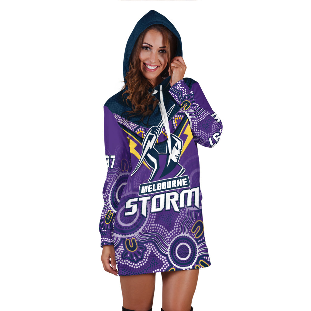 custom-text-and-number-melbourne-storm-rugby-hoodie-dress-indigenous-boomerang-gradient-style
