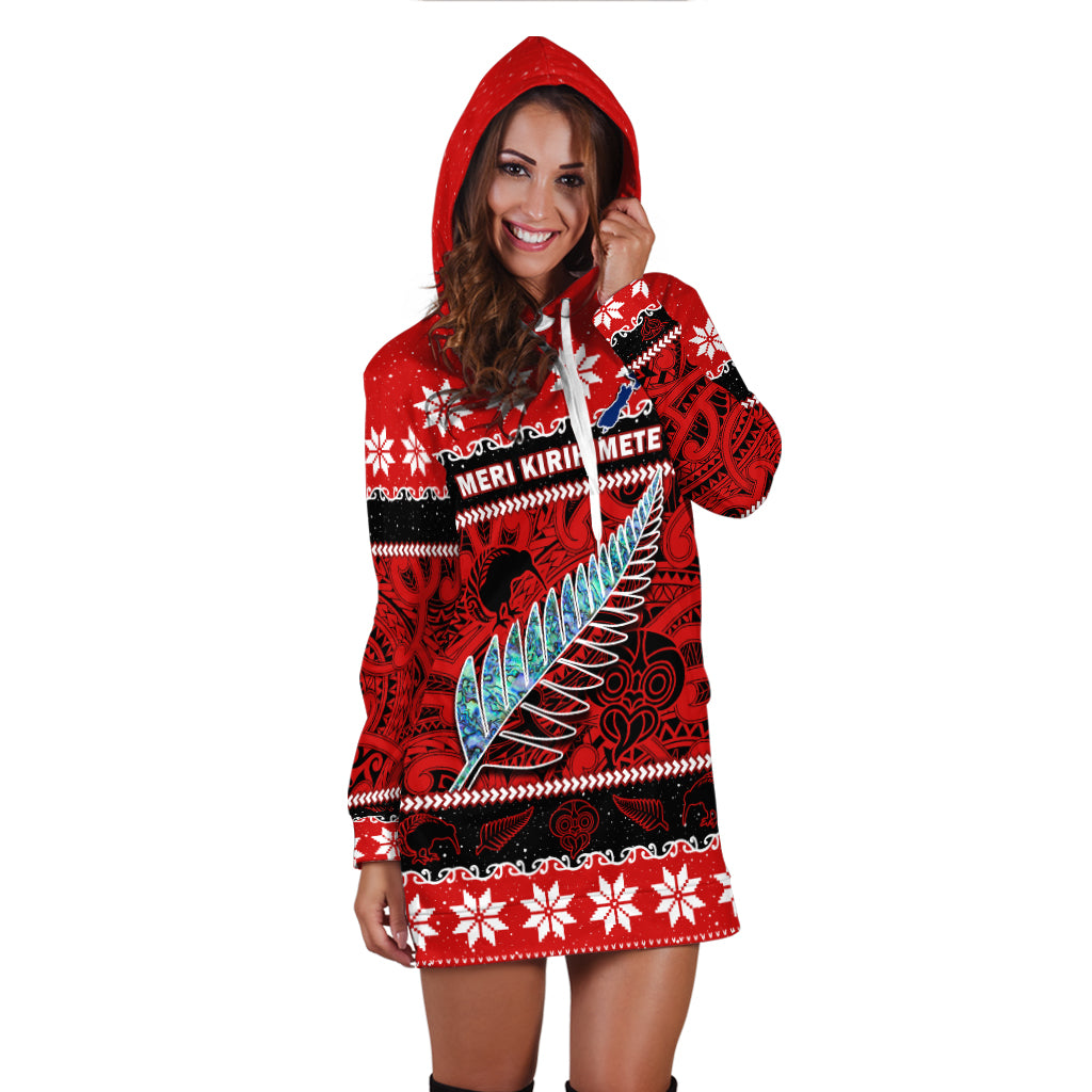 custom-personalised-new-zealand-christmas-hoodie-dress-paua-shell-silver-fern-meri-kirihimete
