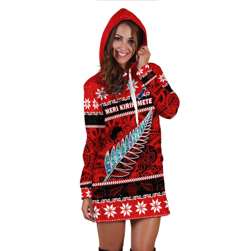 custom-personalised-new-zealand-christmas-hoodie-dress-paua-shell-silver-fern-meri-kirihimete