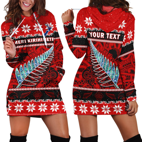 custom-personalised-new-zealand-christmas-hoodie-dress-paua-shell-silver-fern-meri-kirihimete