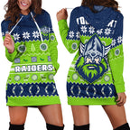 custom-personalised-raiders-christmas-hoodie-dress-the-green-machine-aboriginal-art-merry-xmas