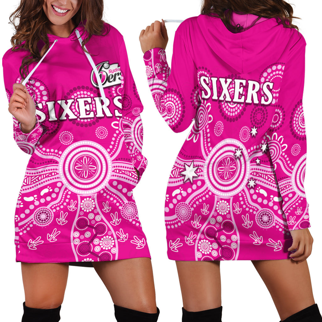 sydney-sixers-hoodie-dress-cricket-indigenous-australian-art-ver02