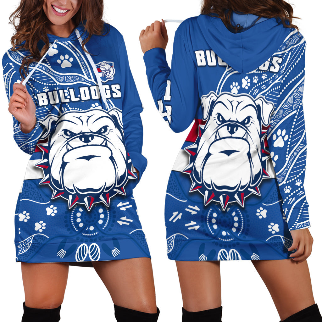 bulldogs-football-hoodie-dress-scraggers-1877-aboriginal-dot-painting-newest-version