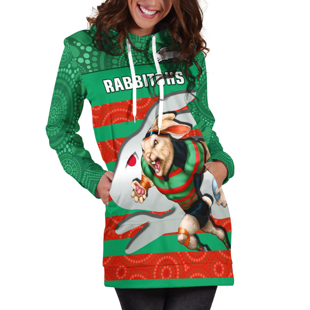 rabbitohs-rugby-hoodie-dress-aboriginal-dot-painting-glory-glory-sporty-style