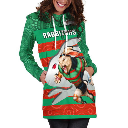 rabbitohs-rugby-hoodie-dress-aboriginal-dot-painting-glory-glory-sporty-style