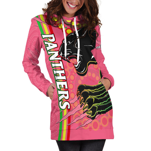 custom-text-and-number-panthers-rugby-hoodie-dress-the-mountain-men-aboriginal-art-dynamic-pink-version