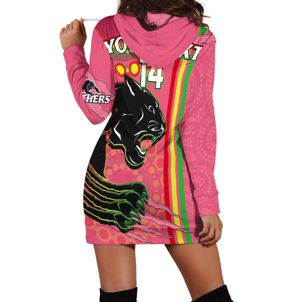 custom-text-and-number-panthers-rugby-hoodie-dress-the-mountain-men-aboriginal-art-dynamic-pink-version