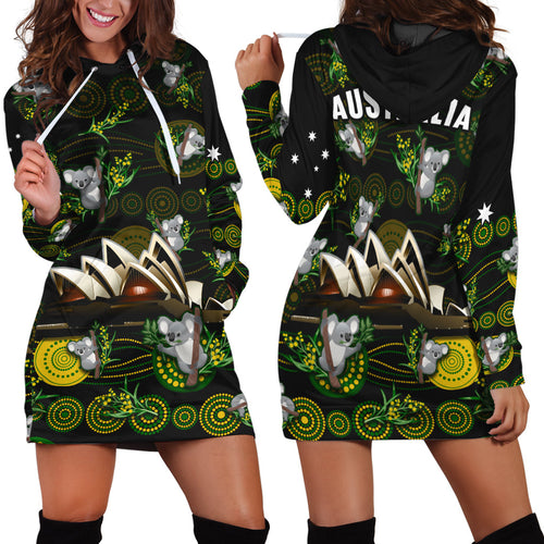 australia-hoodie-dress-aboriginal-golden-wattle-mix-koala-and-sydney-opera-house