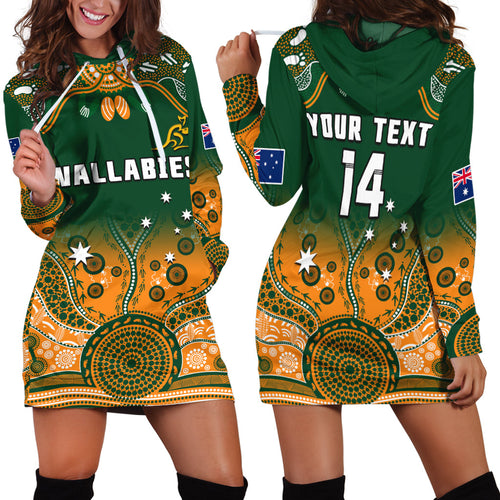 custom-text-and-number-australia-rugby-hoodie-dress-wallabies-kangaroo-green-aboriginal