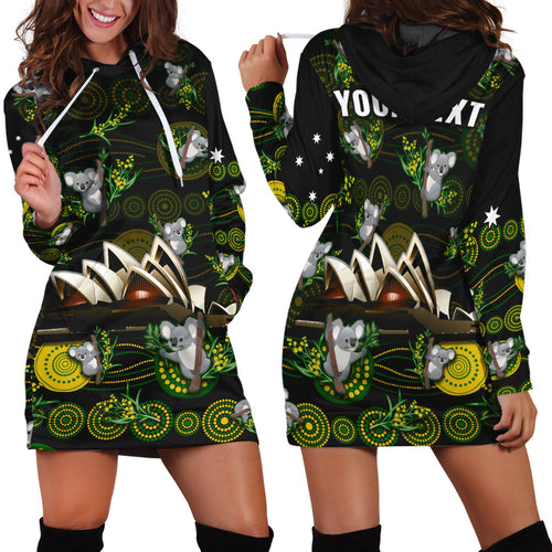 custom-personalised-australia-hoodie-dress-aboriginal-golden-wattle-mix-koala-and-sydney-opera-house