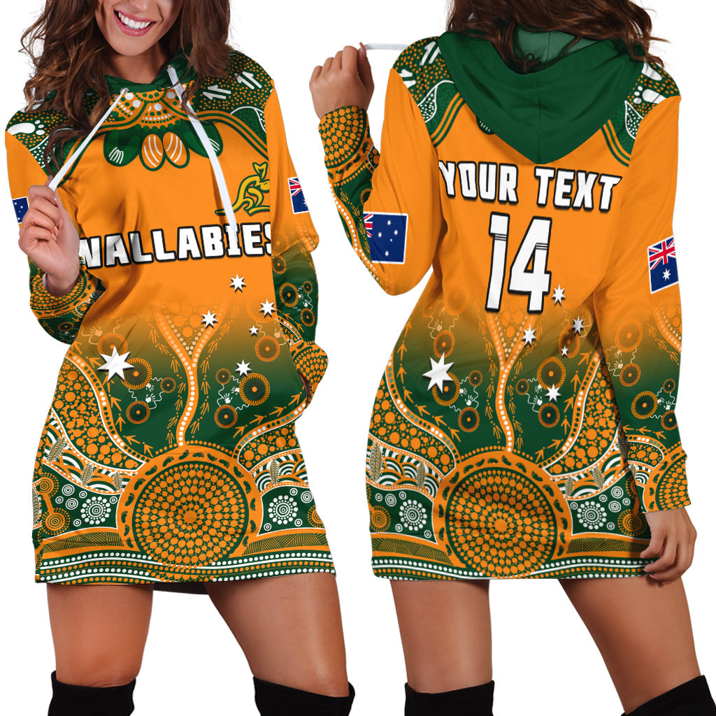 custom-text-and-number-australia-rugby-hoodie-dress-wallabies-kangaroo-orange-aboriginal