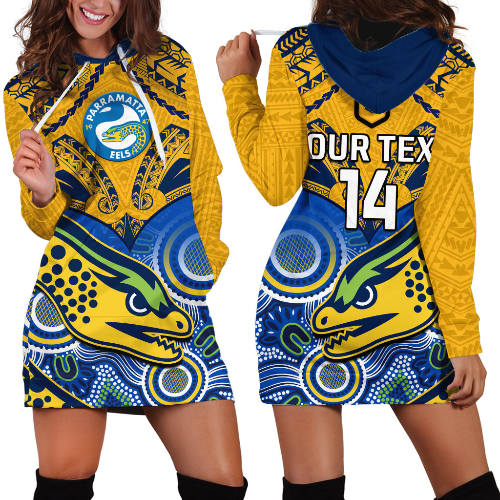 custom-text-and-number-parramatta-rugby-2023-hoodie-dress-go-eels-polynesian-mix-indigenous-art