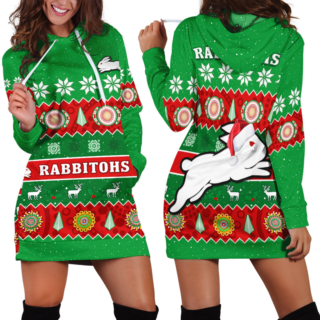 rabbitohs-christmas-hoodie-dress-souths-aboriginal-art-merry-xmas