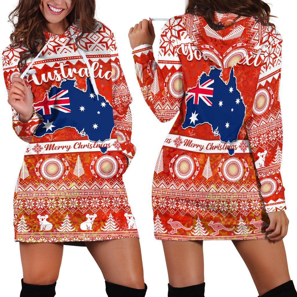 custom-personalised-australia-hoodie-dress-australian-map-aboriginal-painting-merry-christmas