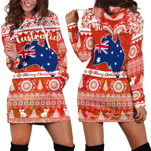 custom-personalised-australia-hoodie-dress-australian-map-aboriginal-painting-merry-christmas