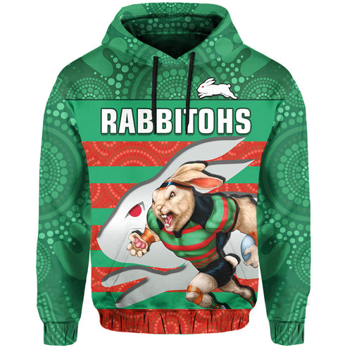 rabbitohs-rugby-hoodie-aboriginal-dot-painting-glory-glory-sporty-style