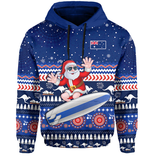 custom-text-and-number-australia-christmas-hoodie-aussie-aboriginal-santa-claus-is-surfing-with-kangaroo