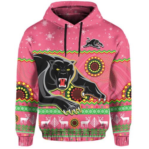 custom-personalised-panthers-christmas-hoodie-aboriginal-pattern-penrith-pink-version
