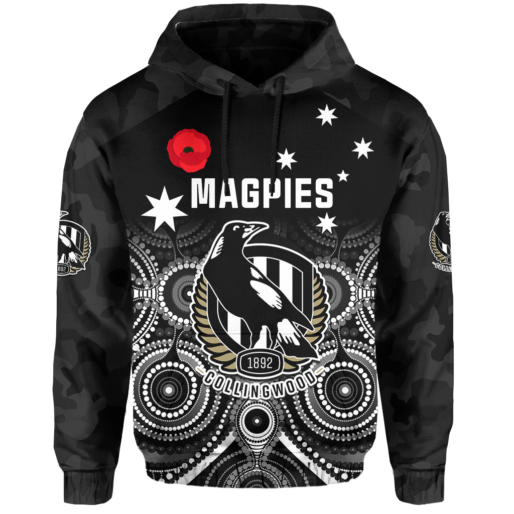 custom-text-and-number-magpies-football-anzac-day-hoodie-aboriginal-poppy-flowers