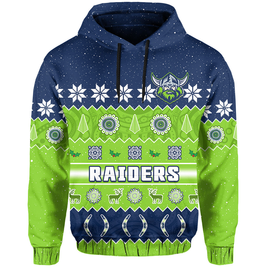 custom-personalised-raiders-christmas-hoodie-the-green-machine-aboriginal-art-merry-xmas