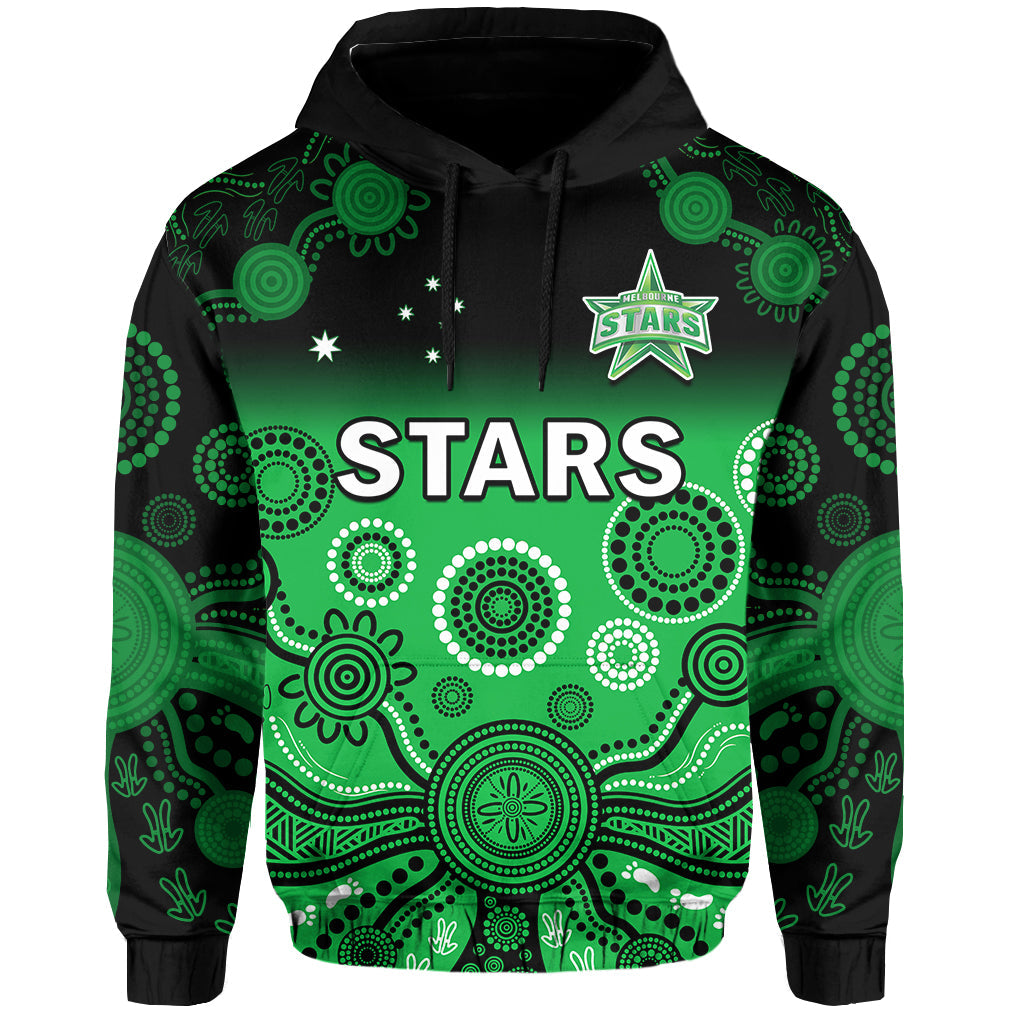 custom-text-and-number-stars-cricket-hoodie-melbourne-team-green-gradient-aboriginal-art