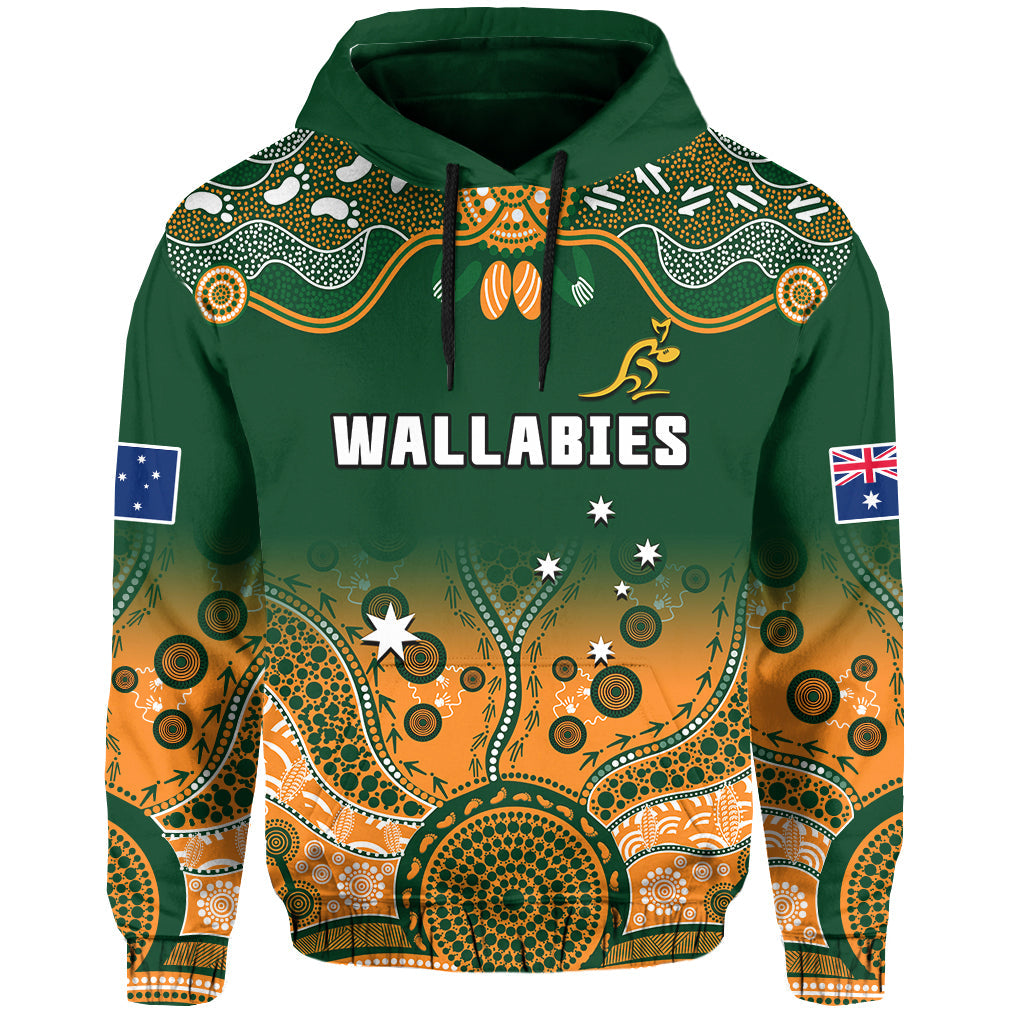 custom-text-and-number-australia-rugby-hoodie-wallabies-kangaroo-green-aboriginal