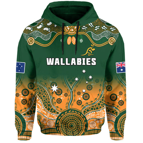 custom-text-and-number-australia-rugby-hoodie-wallabies-kangaroo-green-aboriginal