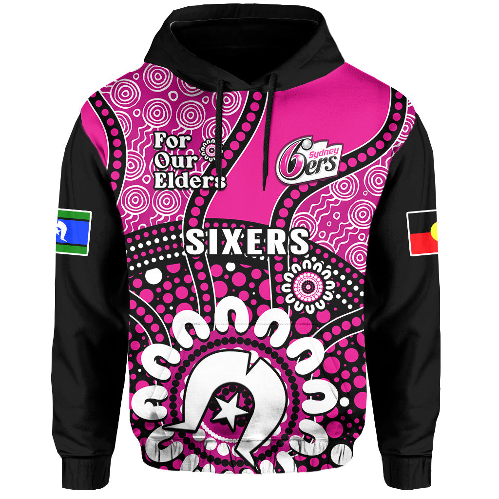 custom-text-and-number-sydney-sixers-naidoc-2023-hoodie-indigenous-for-our-elders
