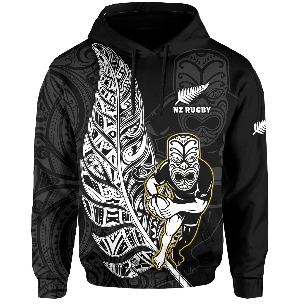 custom-text-and-number-new-zealand-silver-fern-rugby-hoodie-all-black-maori-version-black