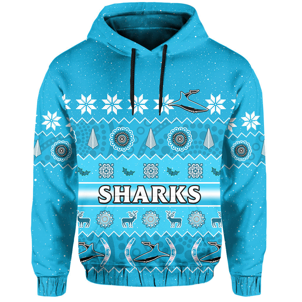 custom-personalised-sharks-christmas-hoodie-cronulla-sutherland-aboriginal-art-merry-xmas