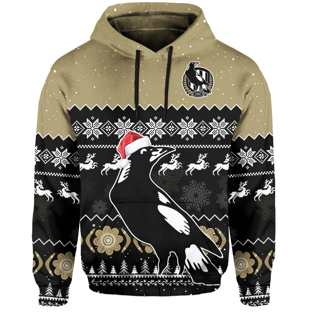 custom-personalised-collingwood-football-hoodie-magpies-indigenous-merry-christmas
