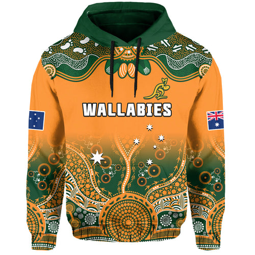 custom-text-and-number-australia-rugby-hoodie-wallabies-kangaroo-orange-aboriginal