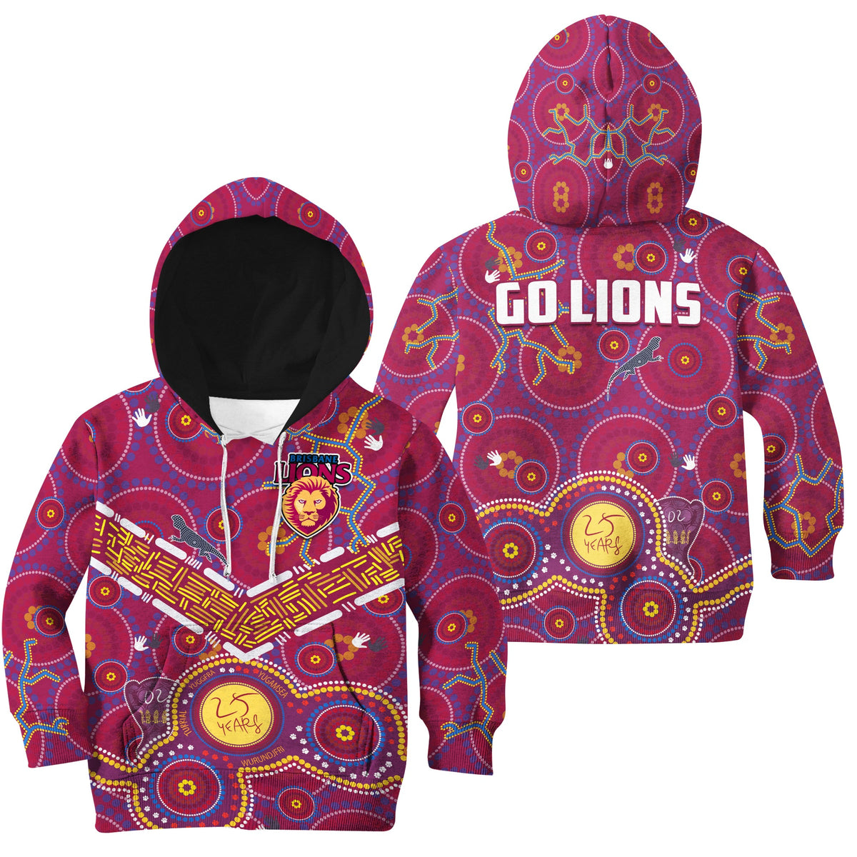 brisbane-football-hoodie-kid-indigenous-pattern-go-lions-unique-style