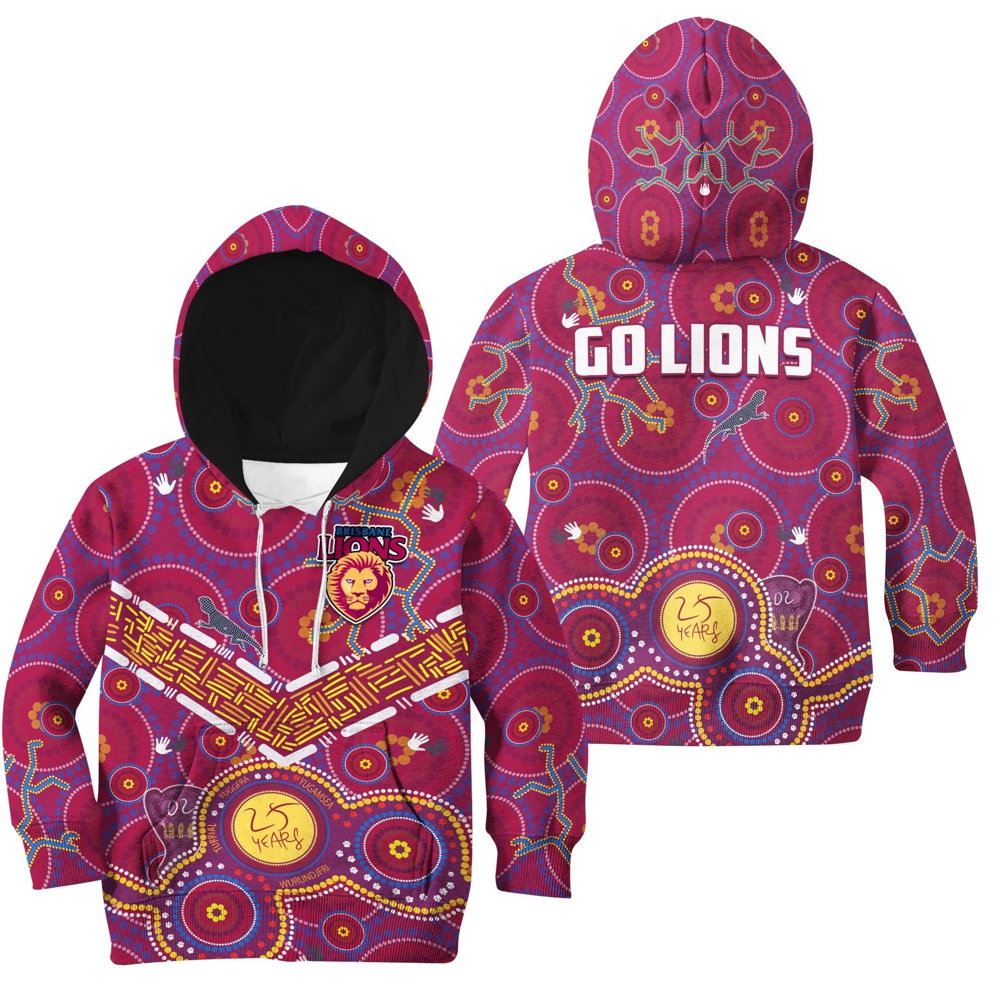brisbane-football-hoodie-kid-indigenous-pattern-go-lions-unique-style