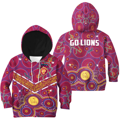 brisbane-football-hoodie-kid-indigenous-pattern-go-lions-unique-style