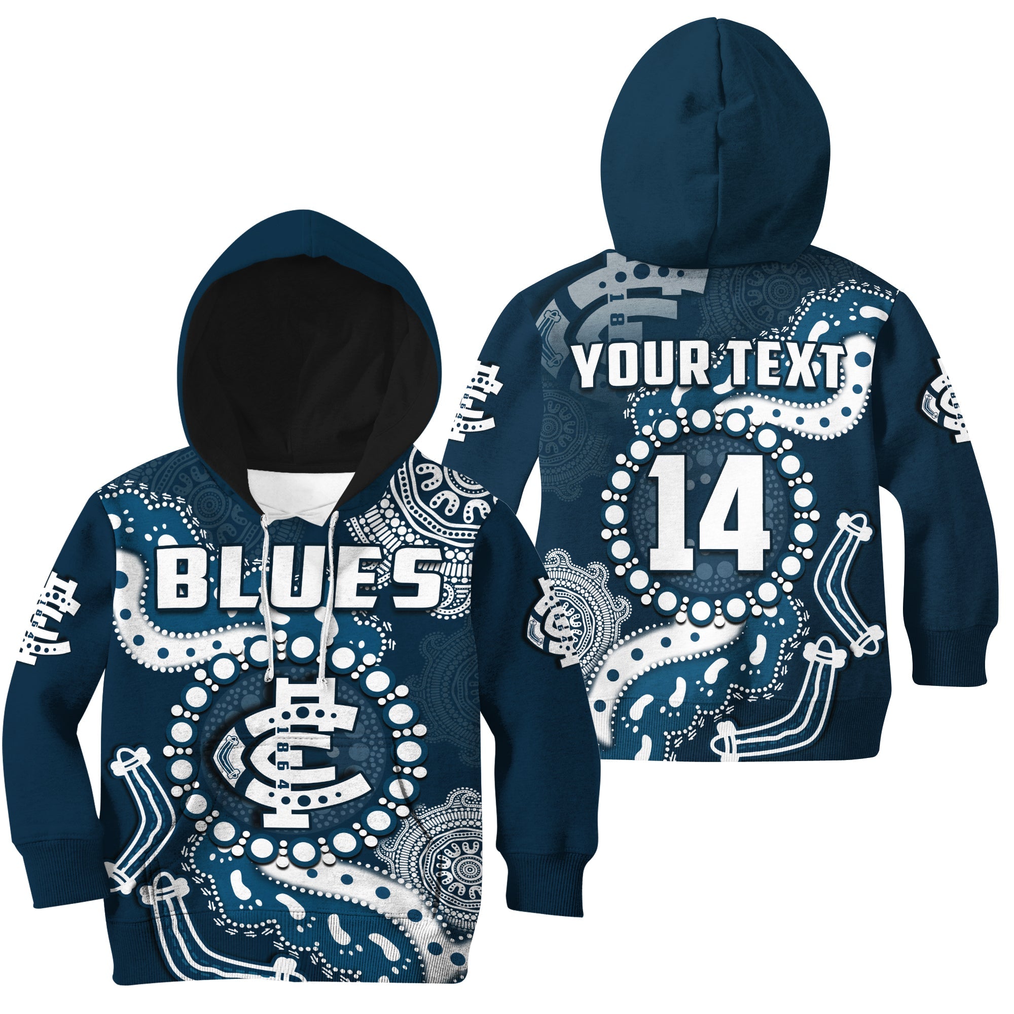 custom-text-and-number-carlton-football-hoodie-kid-blues-1864-boomerang-indigenous-artsy