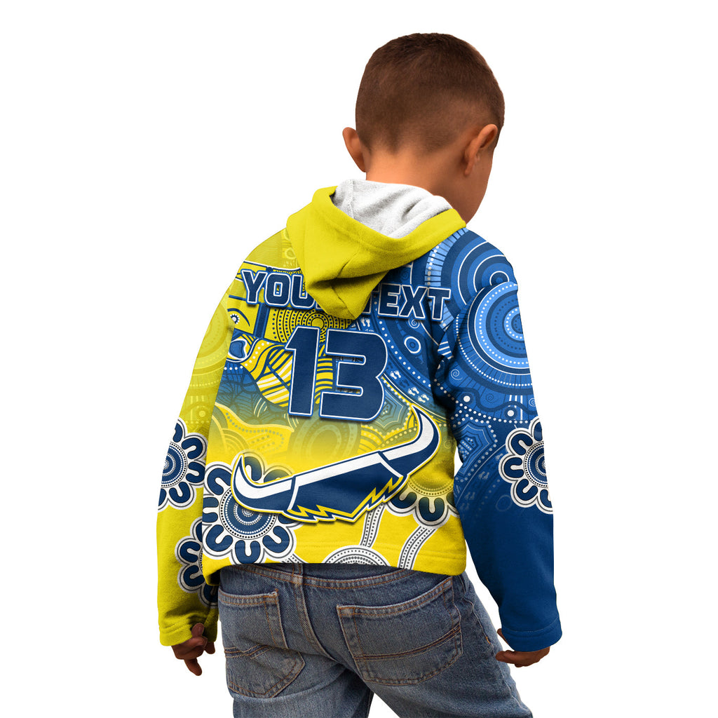custom-text-and-number-cowboys-rugby-hoodie-kid-aboriginal-boomerang-go-premiers-north-queensland