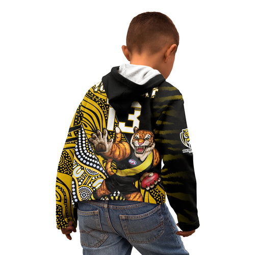 custom-text-and-number-richmond-football-hoodie-kid-aboriginal-go-the-tigers-mascot